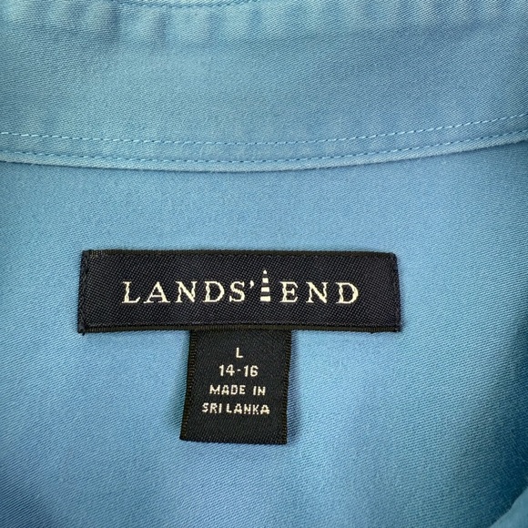Lands' End Micro Corduroy Light Blue Button Down Shirt Size Large - Picture 4 of 8